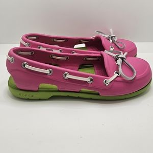Crocs Moccasin Loafers Pink & Green Size 4